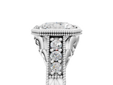White gold Bezel Set Radiant Diamond Milgrain Pave Engagement Ring_48