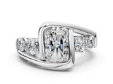 White gold Bezel Set Radiant Diamond Split Shank Ring_11