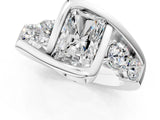 White gold Bezel Set Radiant Diamond Split Shank Ring_12