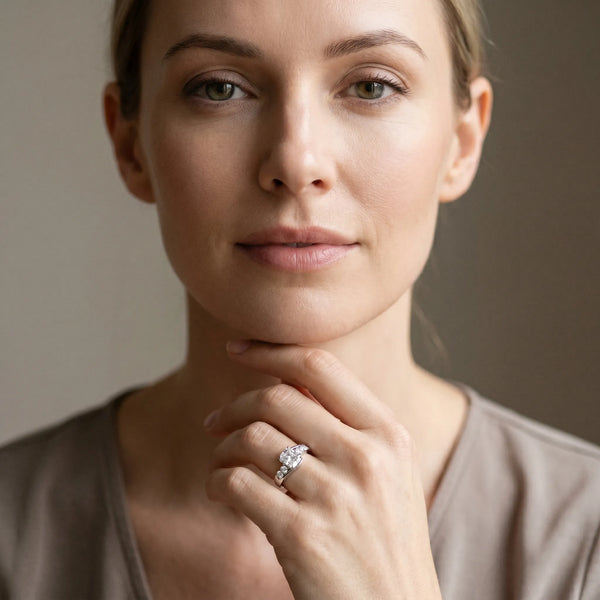 White gold Bezel Set Radiant Diamond Split Shank Ring