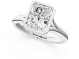 White gold Bezel Set Radiant Solitaire Diamond Ring with Smooth Band 2