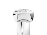 White gold Bezel Set Radiant Solitaire Ring with Wide Band