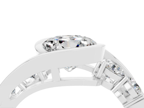 White gold Bezel Set Round Cut Diamond Split Shank Ring_10