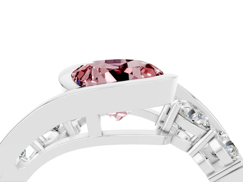 White gold Bezel Set Round Cut Diamond Split Shank Ring_10
