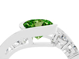 White gold Bezel Set Round Cut Diamond Split Shank Ring_10