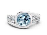 White gold Bezel Set Round Cut Diamond Split Shank Ring_11