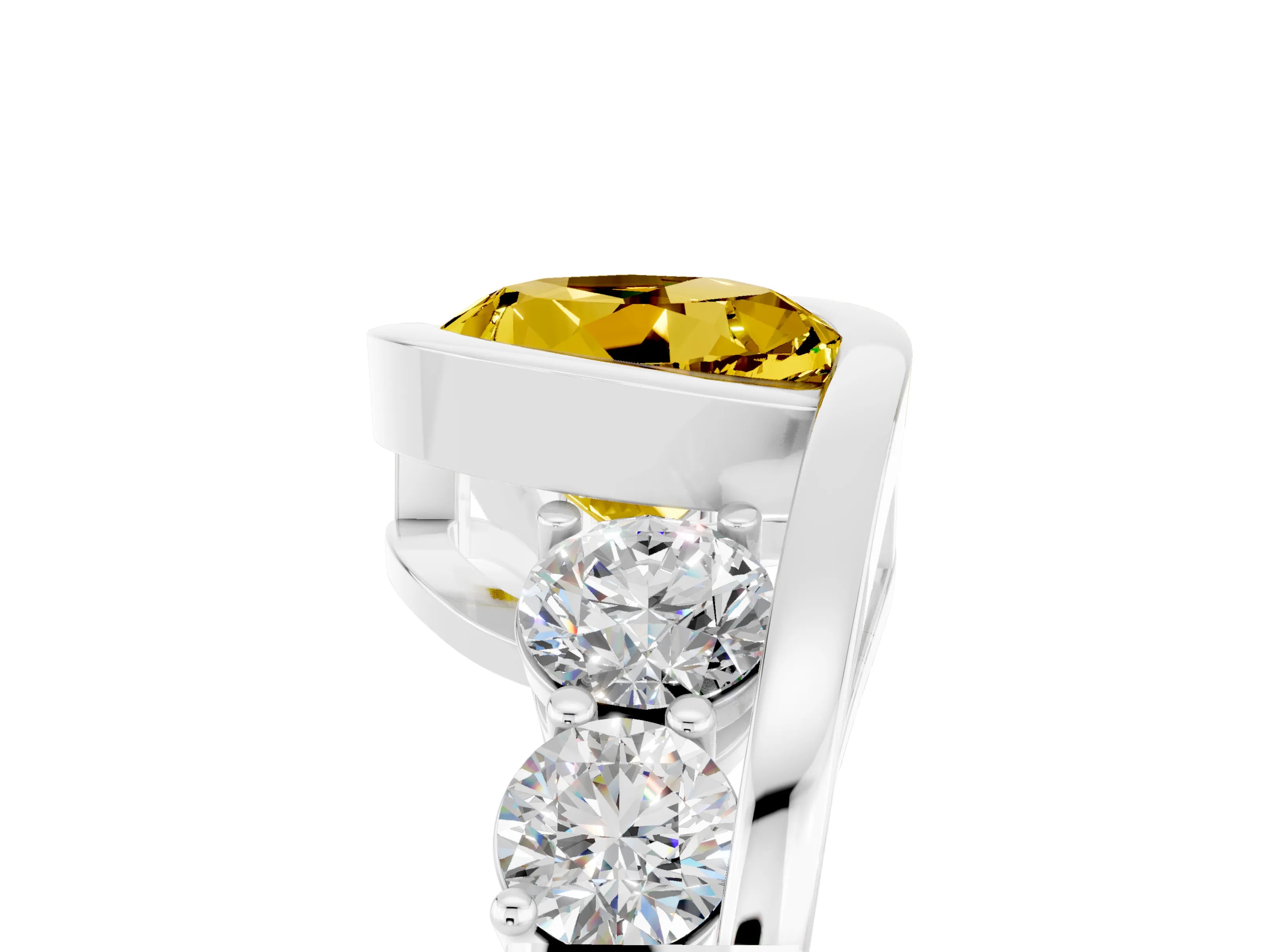 White gold Bezel Set Round Cut Diamond Split Shank Ring_11