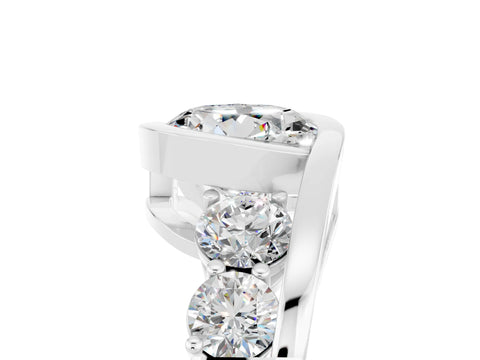 White gold Bezel Set Round Cut Diamond Split Shank Ring_11