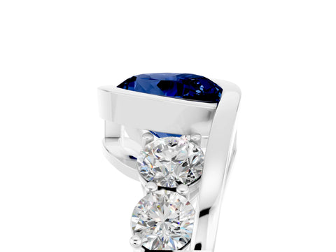 White gold Bezel Set Round Cut Diamond Split Shank Ring_11