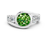 White gold Bezel Set Round Cut Diamond Split Shank Ring_12