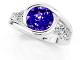 White gold Bezel Set Round Cut Diamond Split Shank Ring_12