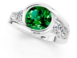 White gold Bezel Set Round Cut Diamond Split Shank Ring_13