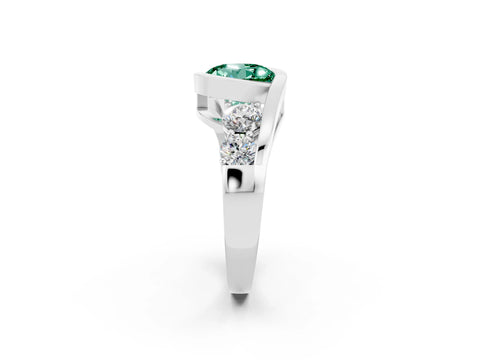 White gold Bezel Set Round Cut Diamond Split Shank Ring_14