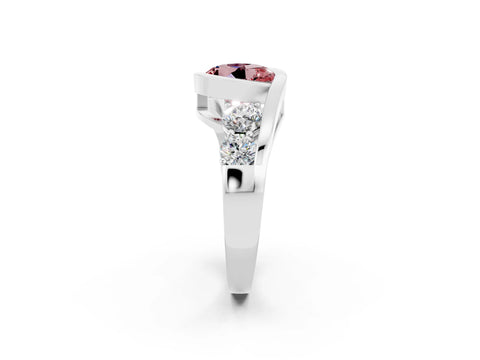 White gold Bezel Set Round Cut Diamond Split Shank Ring_14