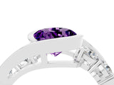 White gold Bezel Set Round Cut Diamond Split Shank Ring_16