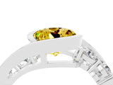 White gold Bezel Set Round Cut Diamond Split Shank Ring_16