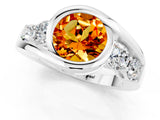 White gold Bezel Set Round Cut Diamond Split Shank Ring_1