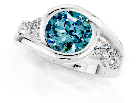 White gold Bezel Set Round Cut Diamond Split Shank Ring_1