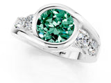 White gold Bezel Set Round Cut Diamond Split Shank Ring_1