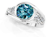 White gold Bezel Set Round Cut Diamond Split Shank Ring_1