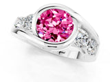 White gold Bezel Set Round Cut Diamond Split Shank Ring_1