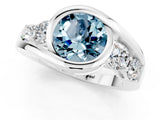 White gold Bezel Set Round Cut Diamond Split Shank Ring_1