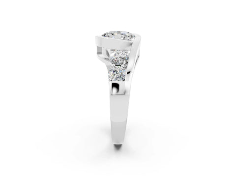 White gold Bezel Set Round Cut Diamond Split Shank Ring_20