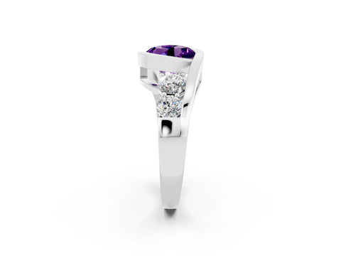 White gold Bezel Set Round Cut Diamond Split Shank Ring_20