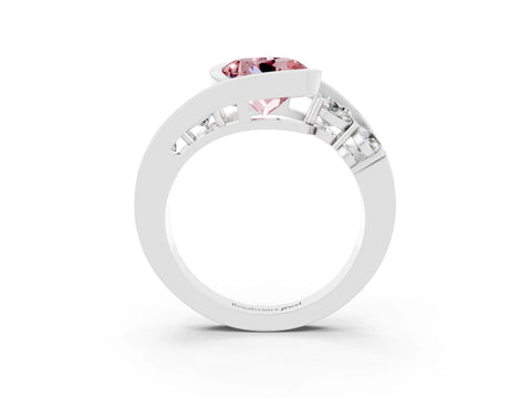 White gold Bezel Set Round Cut Diamond Split Shank Ring_21