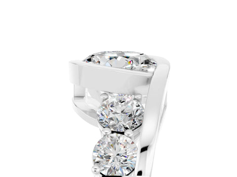 White gold Bezel Set Round Cut Diamond Split Shank Ring_23