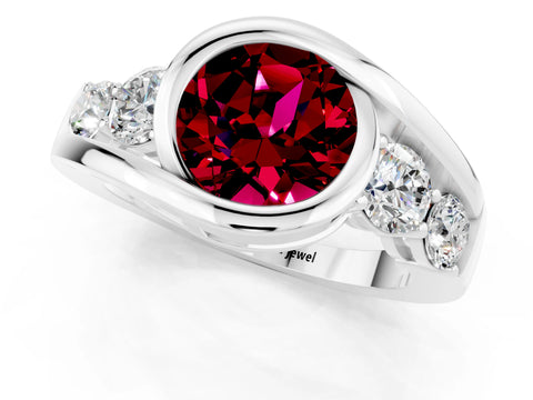 White gold Bezel Set Round Cut Diamond Split Shank Ring_24