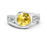 White gold Bezel Set Round Cut Diamond Split Shank Ring_24