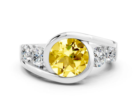 White gold Bezel Set Round Cut Diamond Split Shank Ring_24