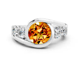 White gold Bezel Set Round Cut Diamond Split Shank Ring_24