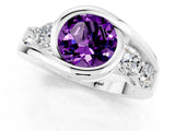 White gold Bezel Set Round Cut Diamond Split Shank Ring_25