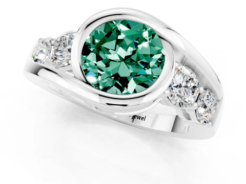 White gold Bezel Set Round Cut Diamond Split Shank Ring_25