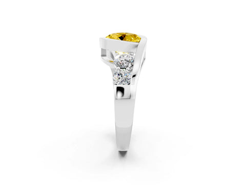White gold Bezel Set Round Cut Diamond Split Shank Ring_26