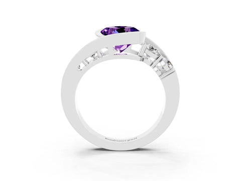 White gold Bezel Set Round Cut Diamond Split Shank Ring_27