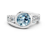 White gold Bezel Set Round Cut Diamond Split Shank Ring