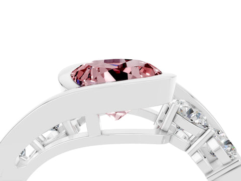 White gold Bezel Set Round Cut Diamond Split Shank Ring_28
