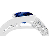 White gold Bezel Set Round Cut Diamond Split Shank Ring_28