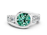 White gold Bezel Set Round Cut Diamond Split Shank Ring