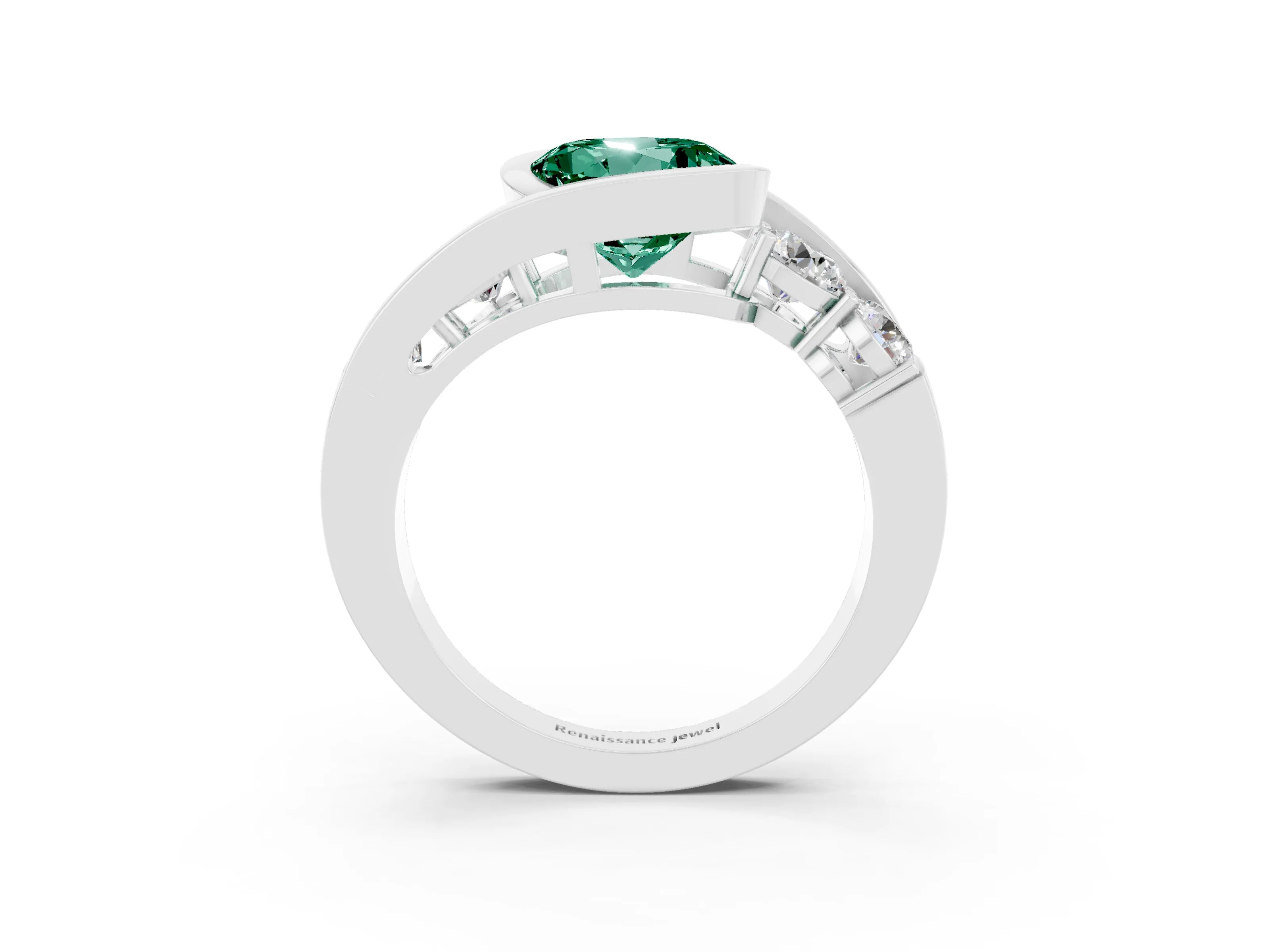 White gold Bezel Set Round Cut Diamond Split Shank Ring_3