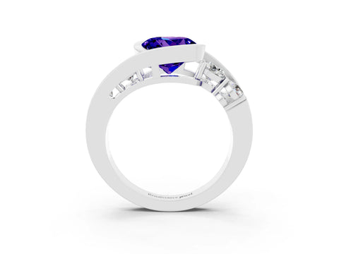 White gold Bezel Set Round Cut Diamond Split Shank Ring_3