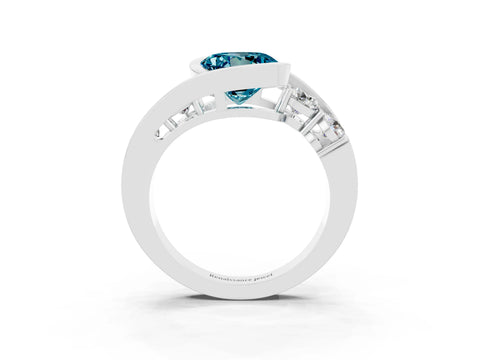 White gold Bezel Set Round Cut Diamond Split Shank Ring_3