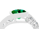 White gold Bezel Set Round Cut Diamond Split Shank Ring_4