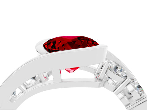 White gold Bezel Set Round Cut Diamond Split Shank Ring_4