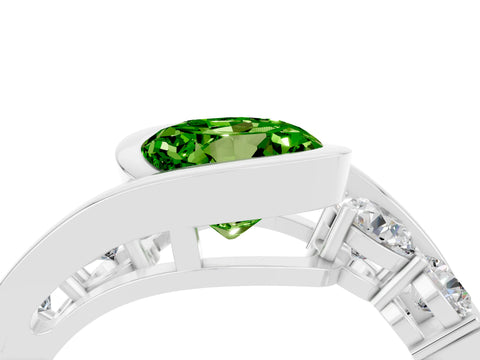White gold Bezel Set Round Cut Diamond Split Shank Ring_4