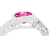 White gold Bezel Set Round Cut Diamond Split Shank Ring_4