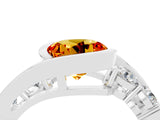 White gold Bezel Set Round Cut Diamond Split Shank Ring_4